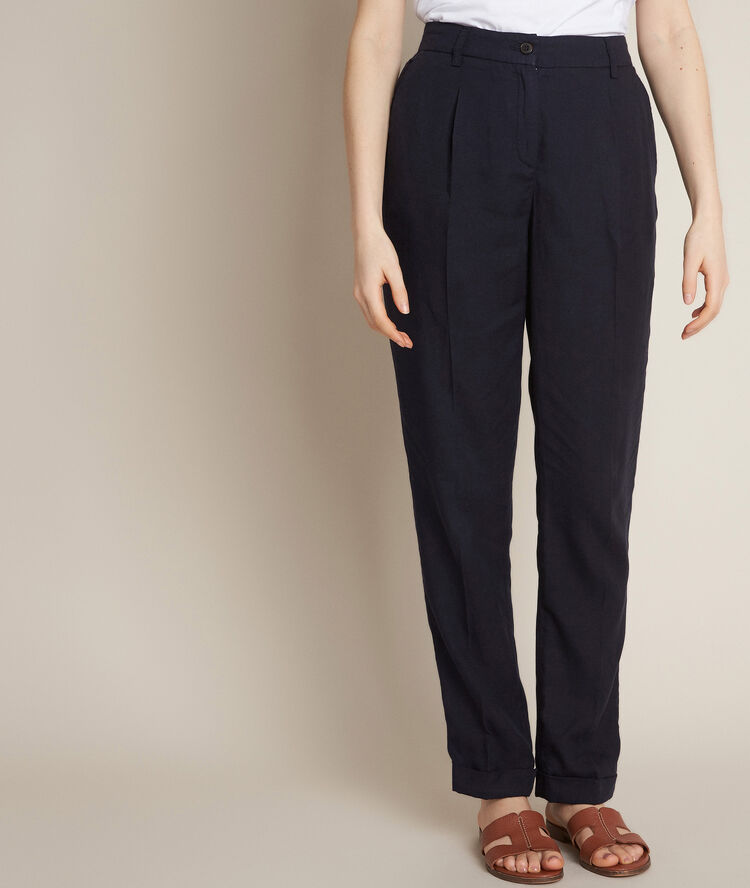 Pantalon chino marine en lyocell idylle marine.