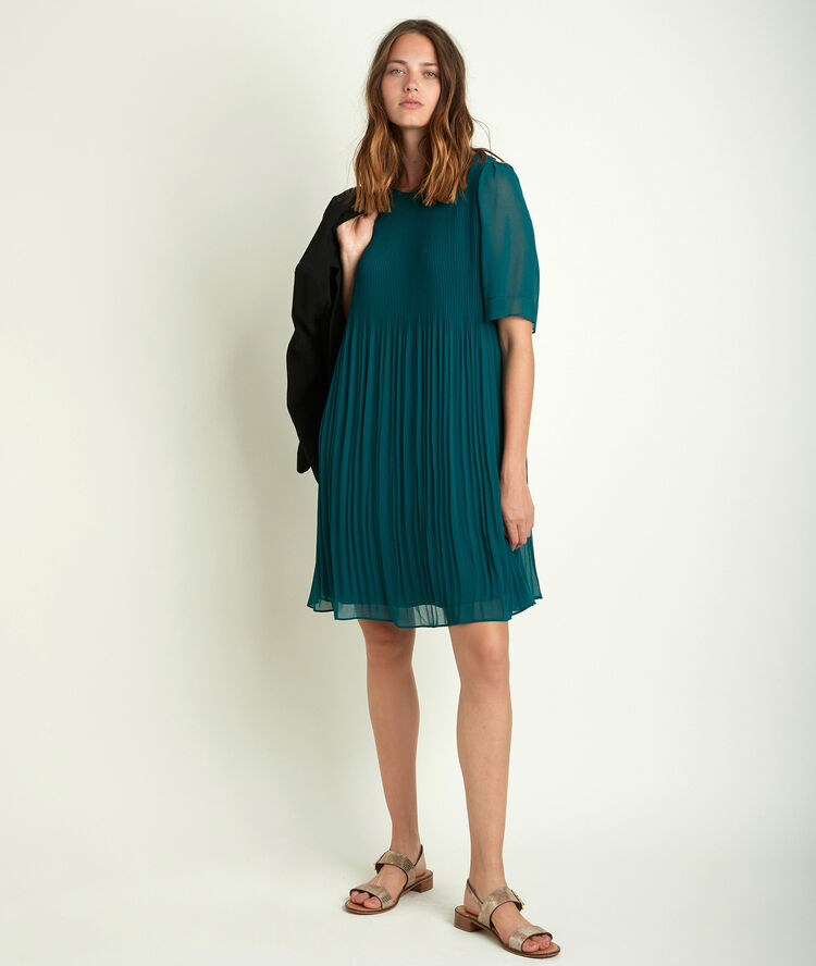 Robe verte plissée coralia sauge.
