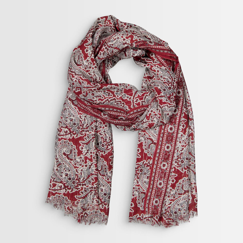 Foulard imprimé cachemire rouge bianca bourgogne.