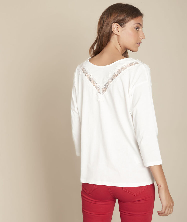 Tee-shirt écru encolure dentelle clélia ecru.