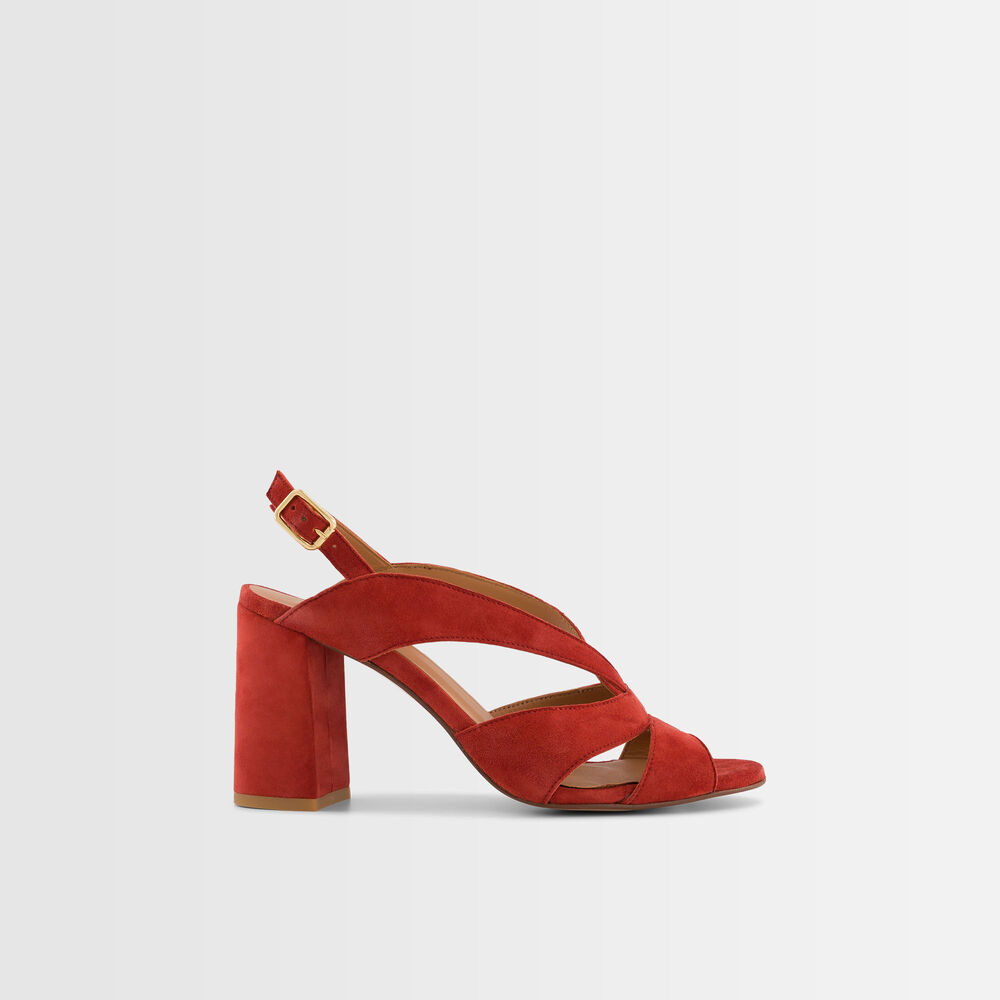 Sandales rouges en cuir glenda goyave.