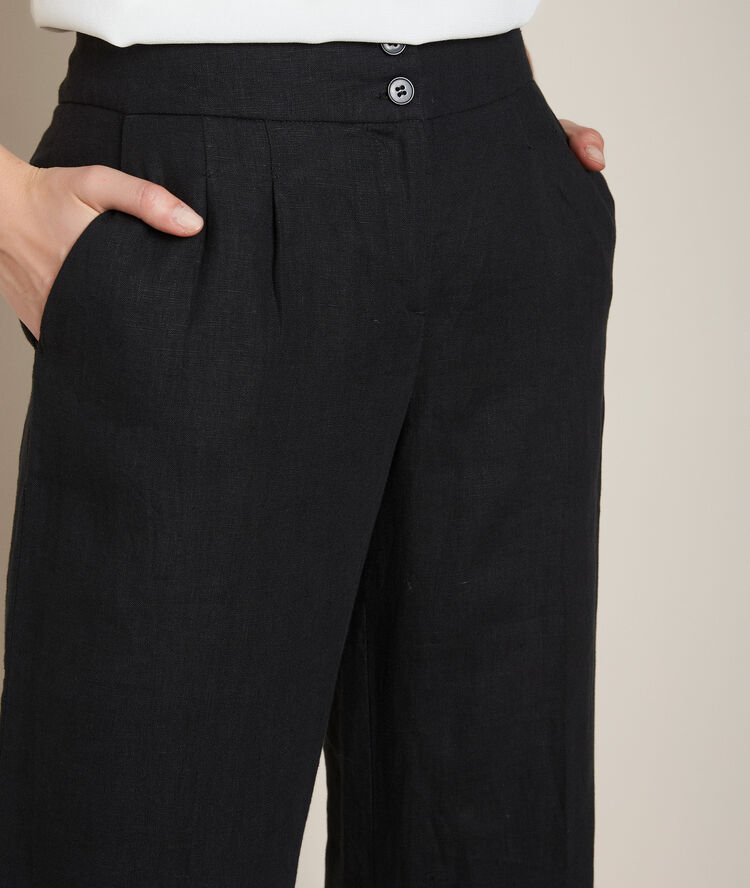 Pantalon large en lin noir galaxy noir.
