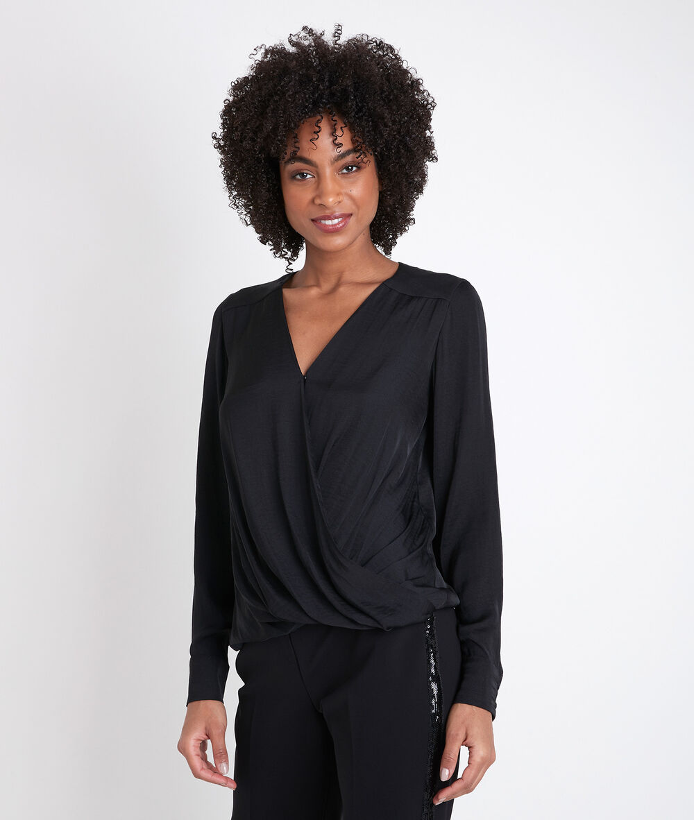 Blouse drapée noire jalila noir.
