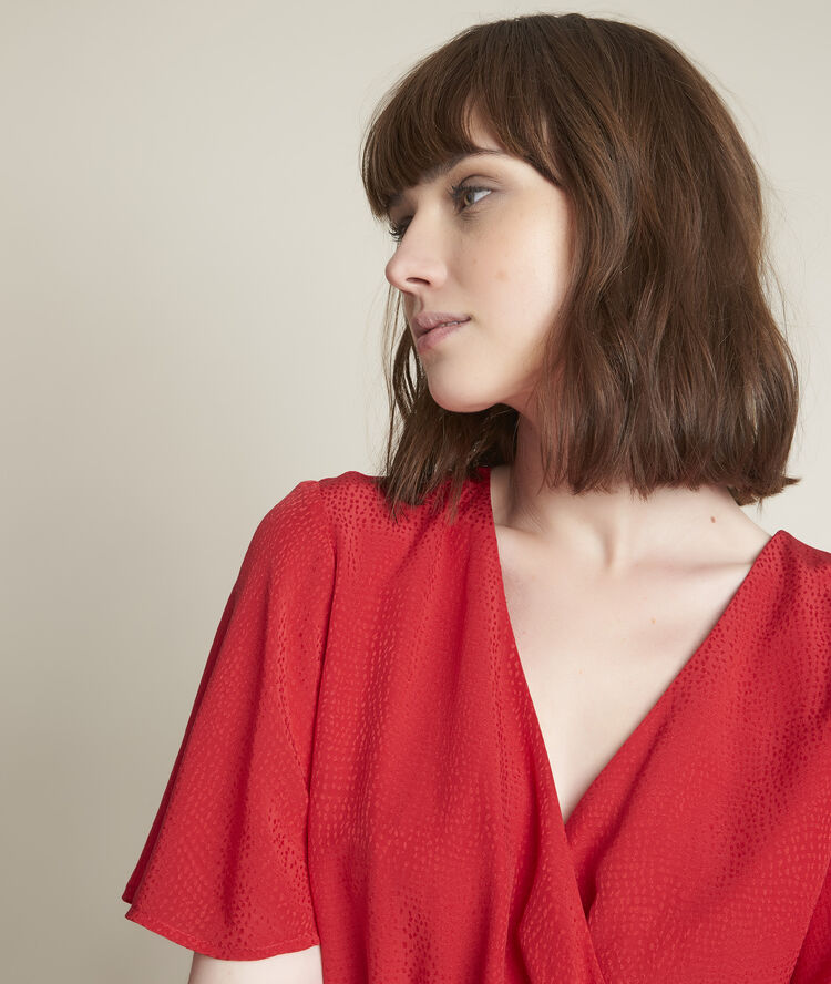 Robe en soie jacquard carly corail.