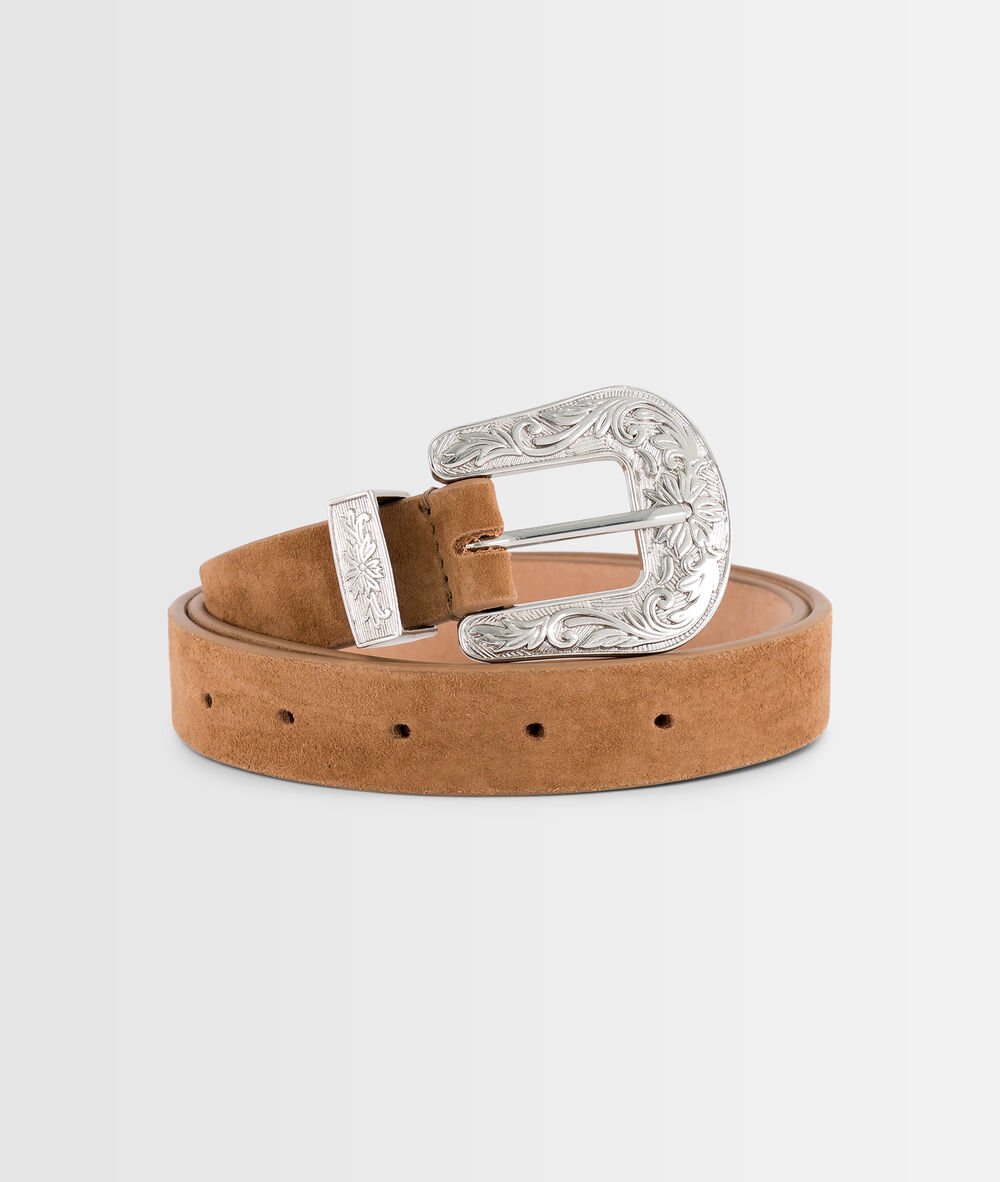Ceinture western en cuir velours naturel jessica naturel.