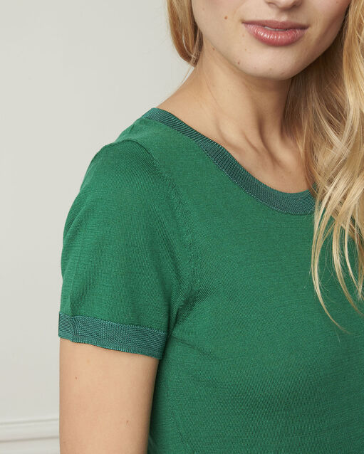 Pull vert fin manches courtes begonia emerald.