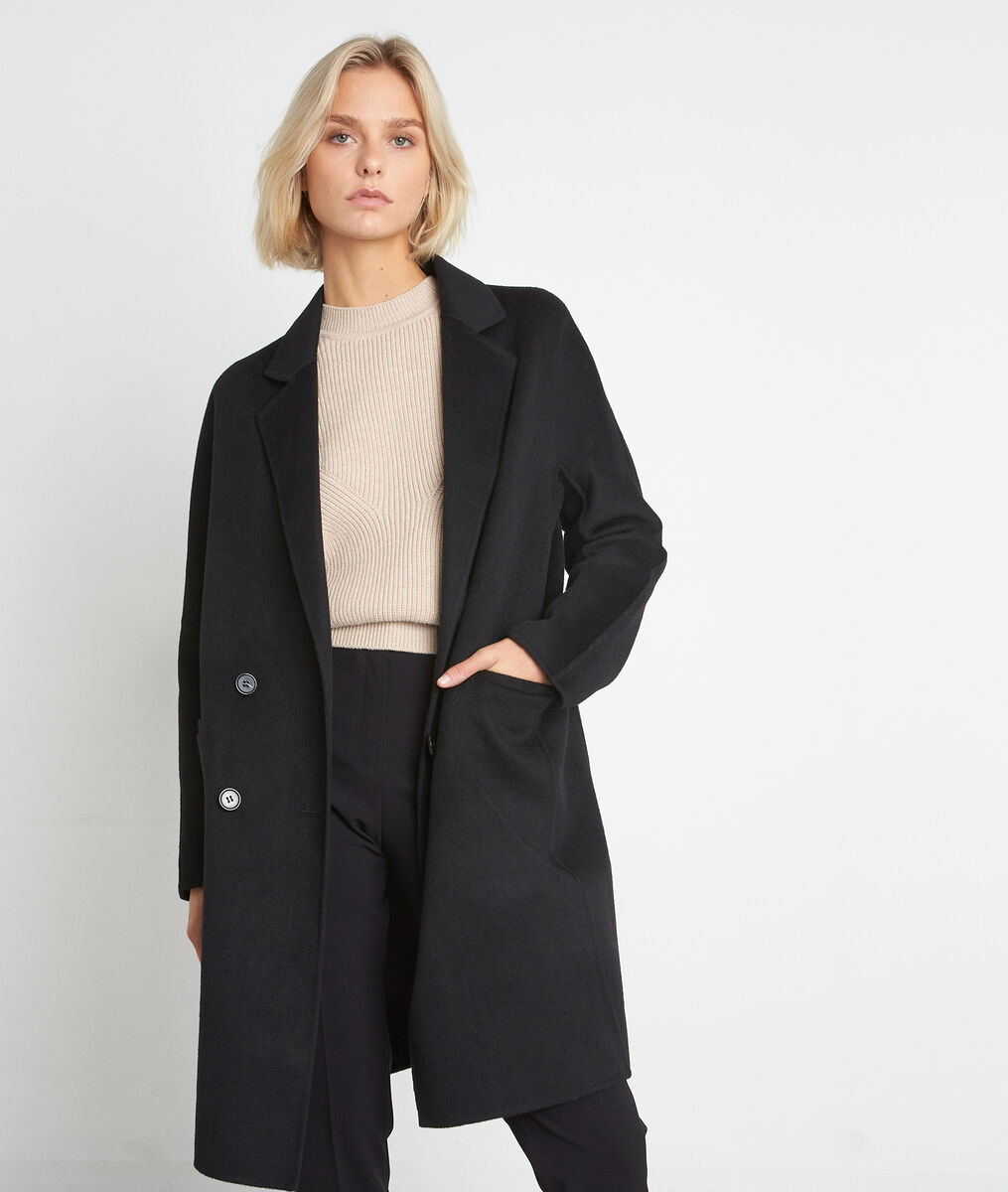 Manteau en laine texturé noir Lina | 1-2-3 Manteau en laine texturé noir Lina PhotoZ | 1-2-3