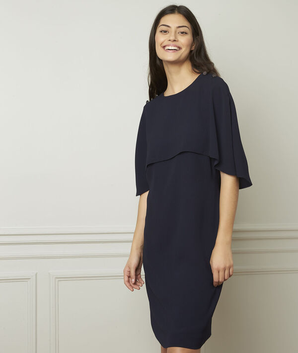 Marineblauwe Jurk Met Cape Heidi Dames Maison 123