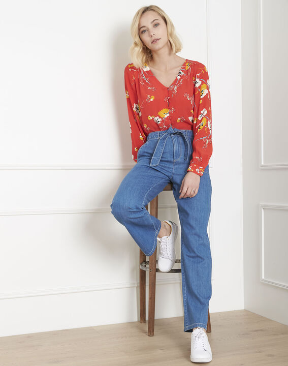 Jean flare indigo ceinturé Claudy | 1-2-3 Jean flare indigo ceinturé Claudy PhotoZ | 1-2-3