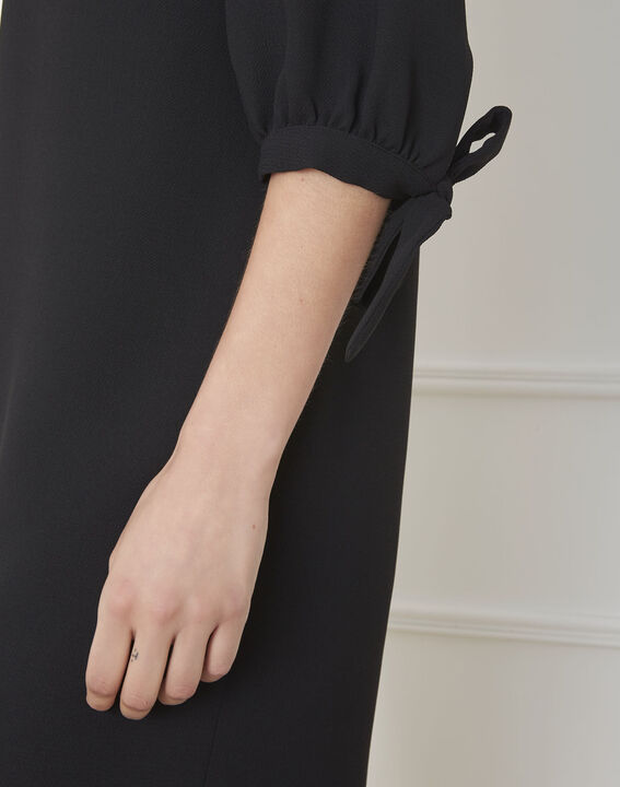Robe noire crêpe noeuds manches Loumia | 1-2-3 Robe noire crêpe noeuds manches Loumia PhotoZ | 1-2-3