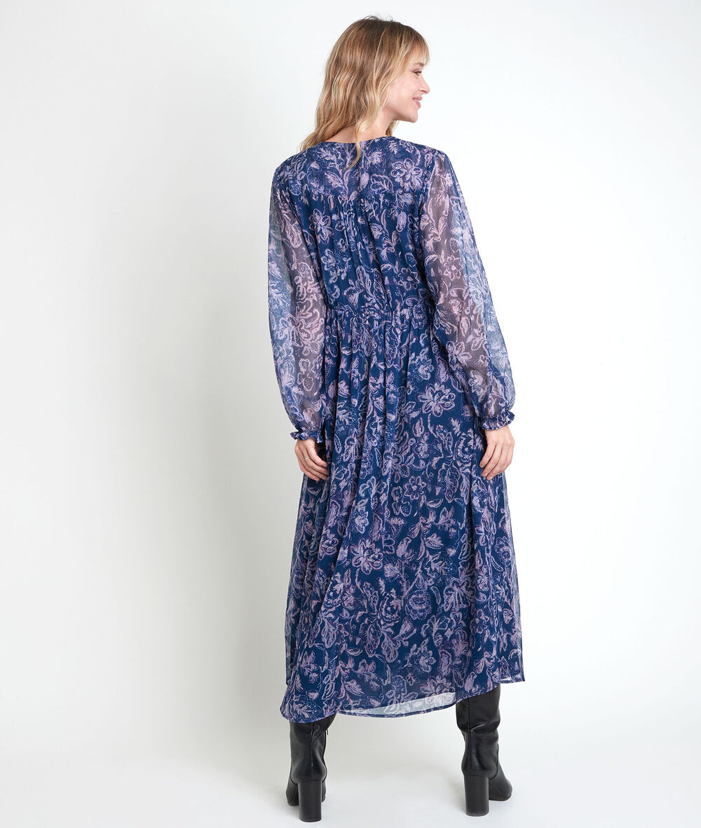 Robe longue bleue imprimée louise bleu.