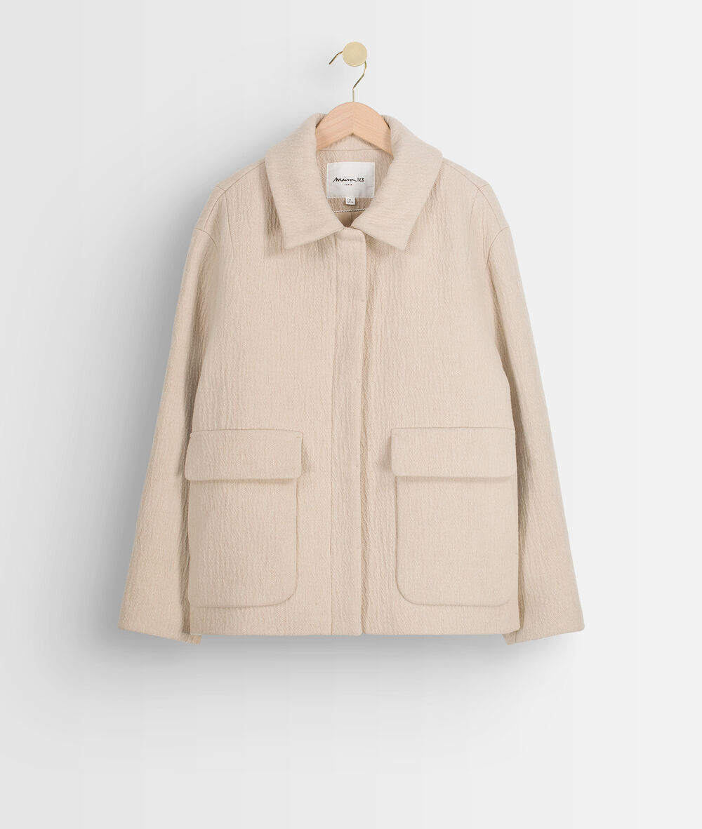 Manteau court texturé beige royce beige.