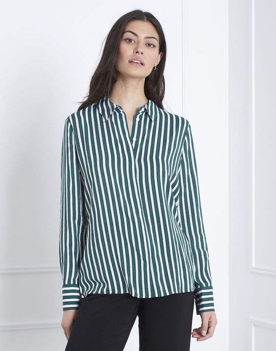 Blouse verte rayée Vanessa | 1-2-3 Blouse verte rayée Vanessa PhotoZ | 1-2-3