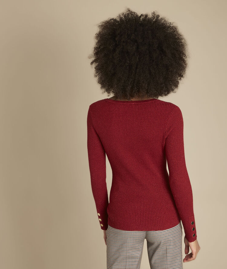 Pull côtelé en lurex fanatique prune fonce.