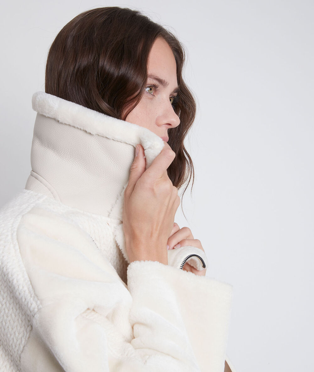 Manteau en fausse fourrure crème imiaki creme.