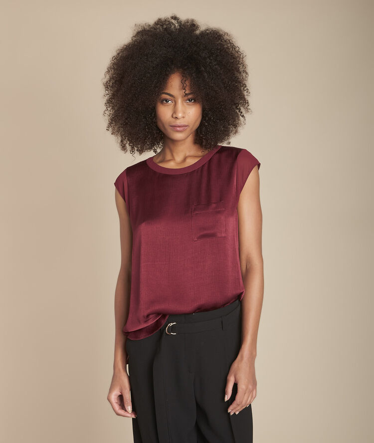 Granatrote bluse bi-material satin vorne mayssa granatapfel.