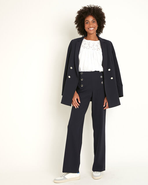 Donkerblauwe klepbroek van microvezel Hubert (1) - Maison 123