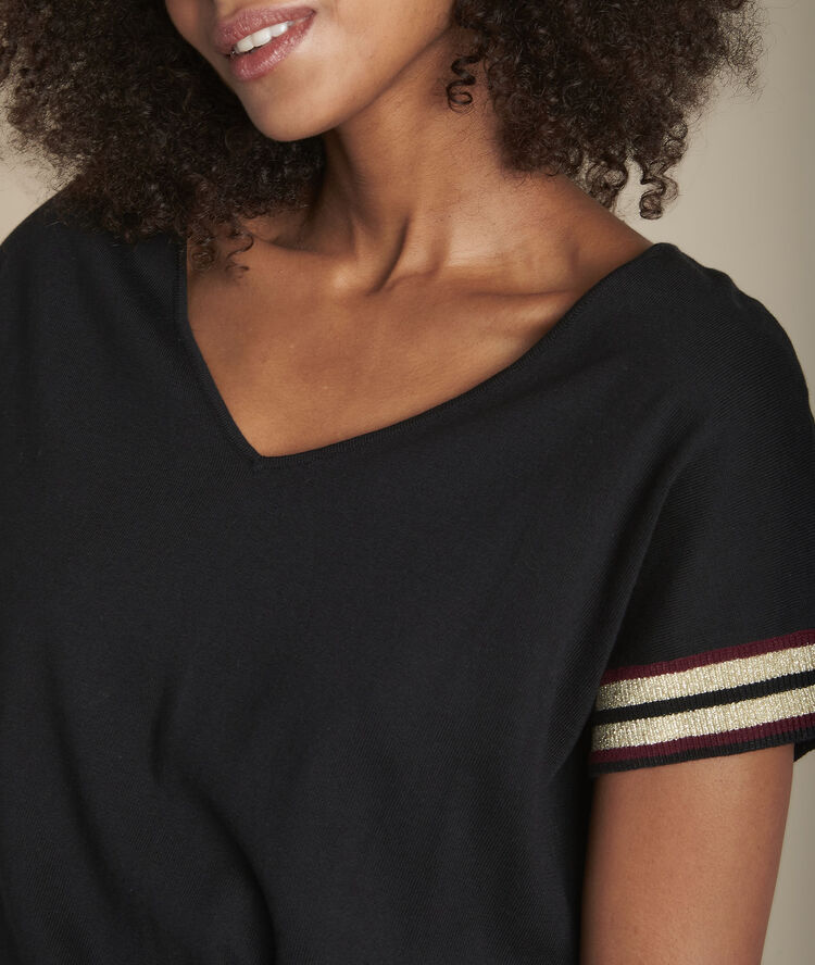 Pull noir rayures lurex faly noir.