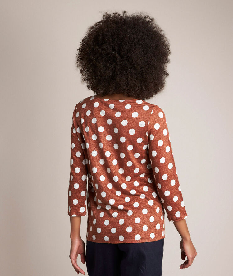 Tee-shirt à pois en lin rondande cannelle.
