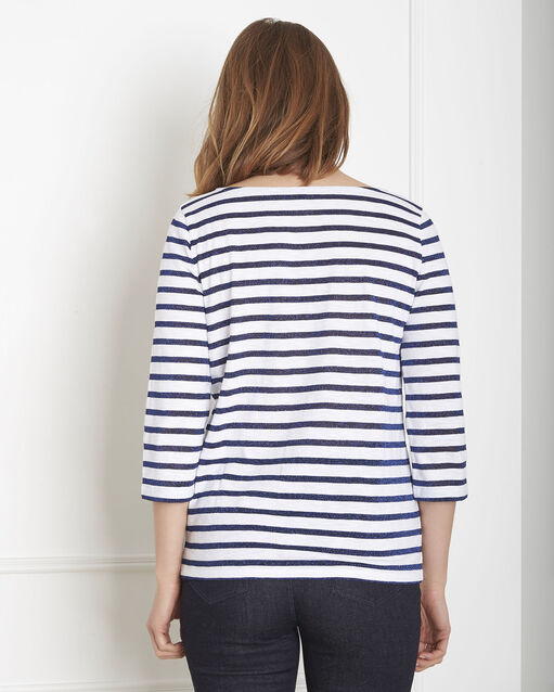 Tee-shirt bleu rayures brillantes payure bleu moyen.