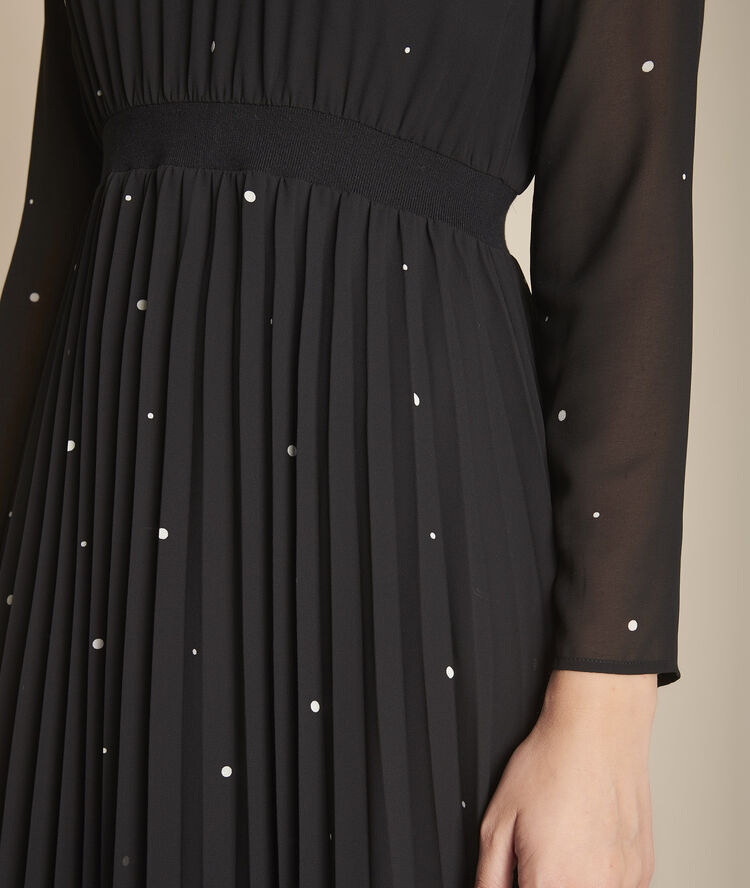 Zwarte Lange Jurk Met Plooi En Stippen Iola Dames Maison 123