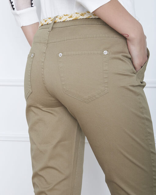 Pantalon kaki chino ceinture fantaisie francis olive.
