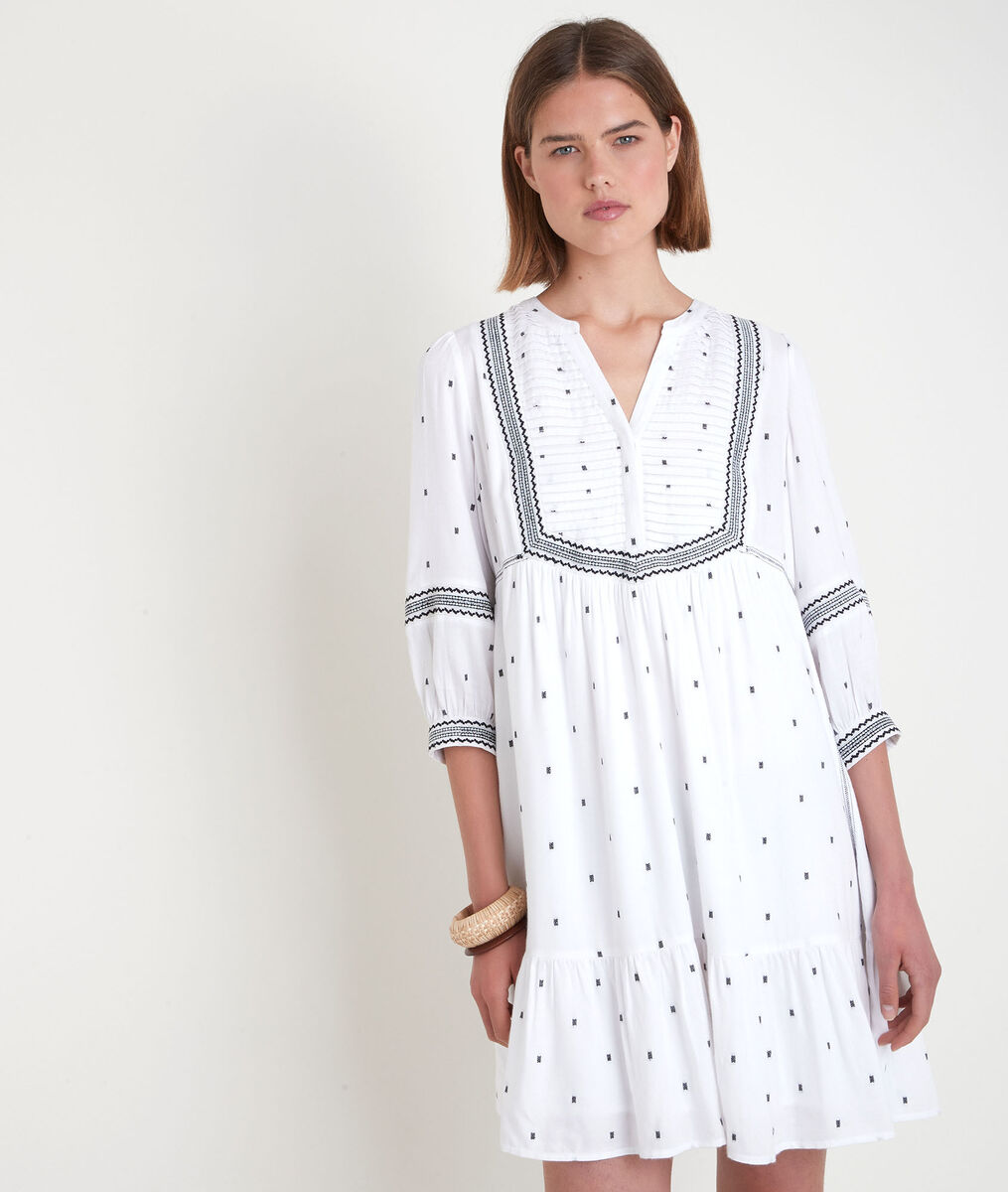 Robe courte brodée blanche Larie | 1-2-3 Robe courte brodée blanche Larie PhotoZ | 1-2-3