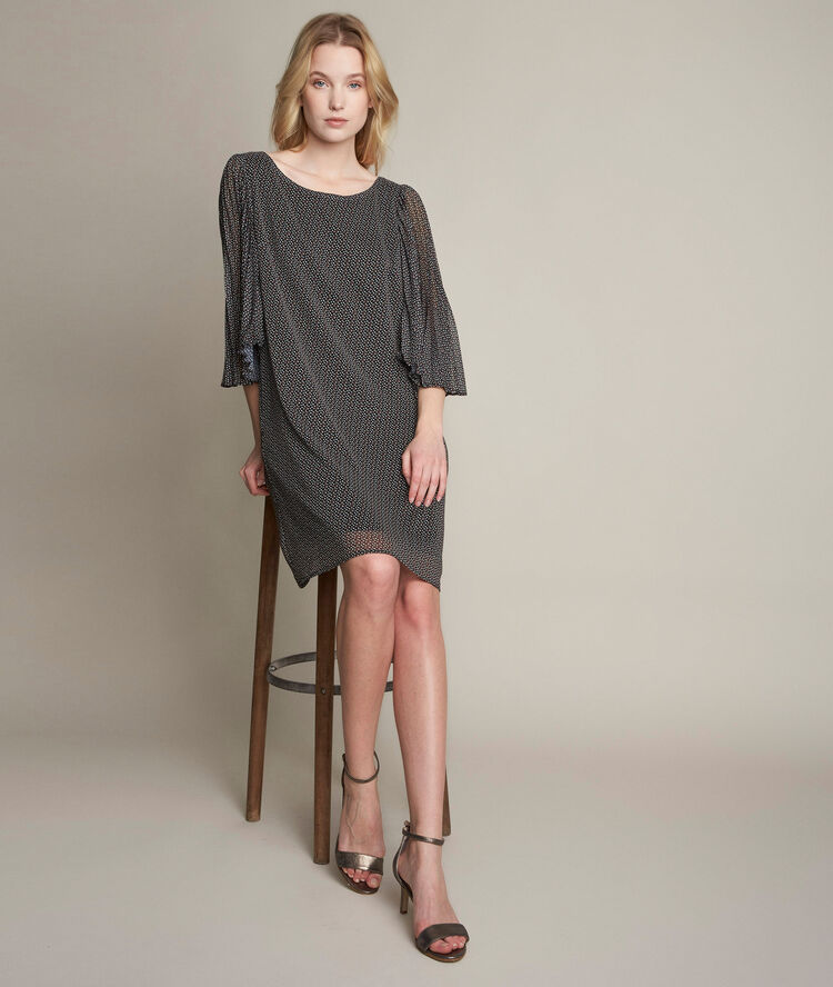 Robe imprim&eacute;e en cr&ecirc;pe olivia noir.