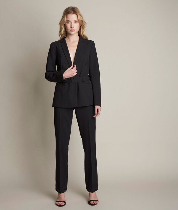 Veste en microfibre ceinturée noire Baci | 1-2-3 Veste en microfibre ceinturée noire Baci PhotoZ | 1-2-3