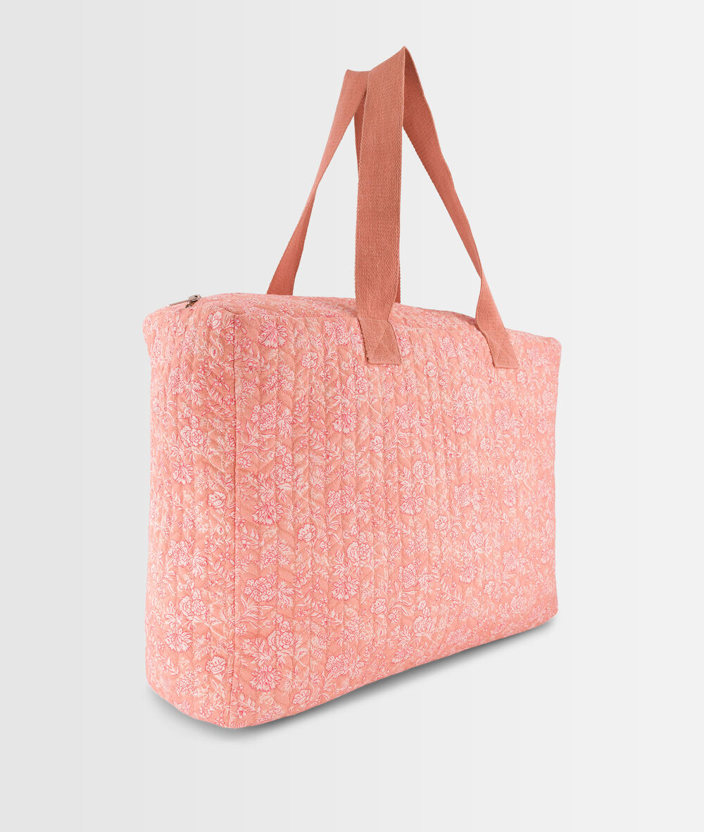 Cabas en coton rose imprimé daryl blush.