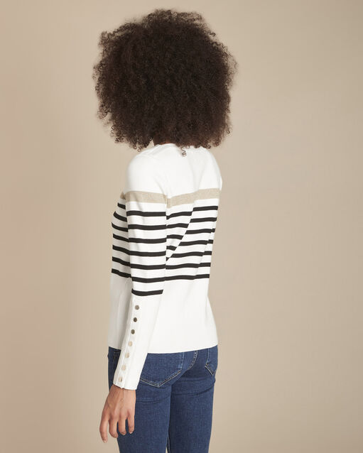 Pull rayé en lurex fregate ecru.