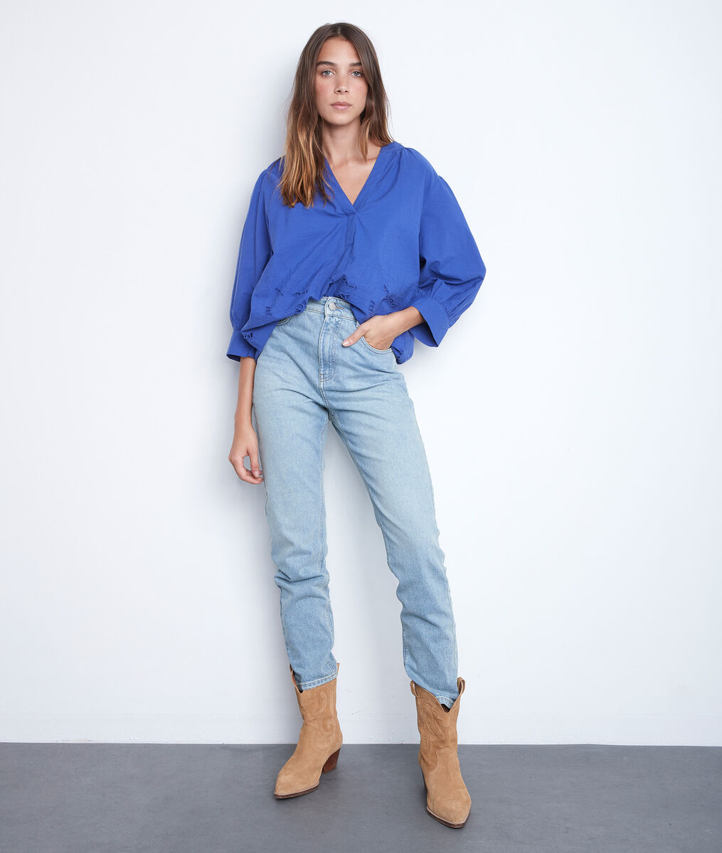Blouse large en coton brodé myosotis Aaron | 1-2-3 Blouse large en coton brodé myosotis Aaron PhotoZ | 1-2-3
