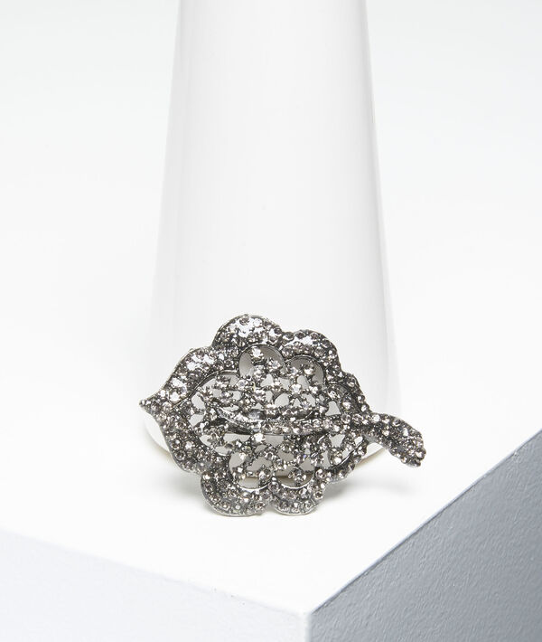 Broche feuille argent et pierres noires Xav | 1-2-3 Broche feuille argent et pierres noires Xav PhotoZ | 1-2-3