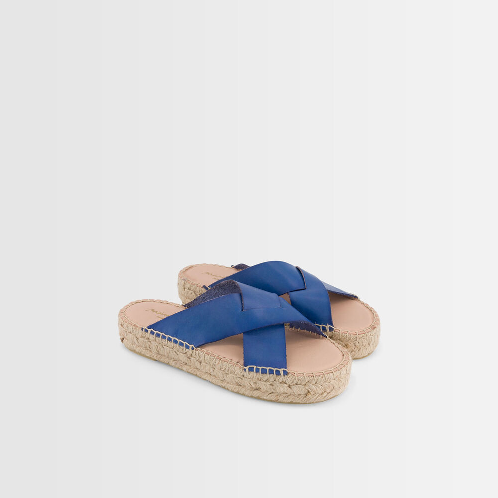 Mules en cuir gabriella bleu.