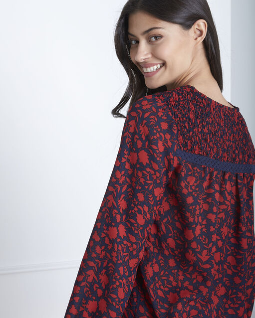 Blouse rouge imprimée vitae geranium.