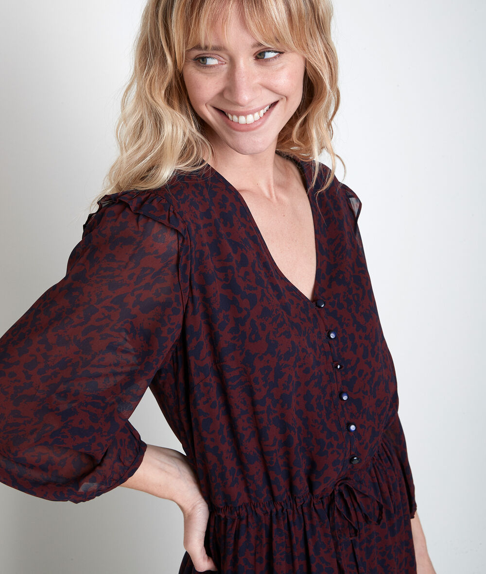Robe longue imprimé fleuri claire rose.
