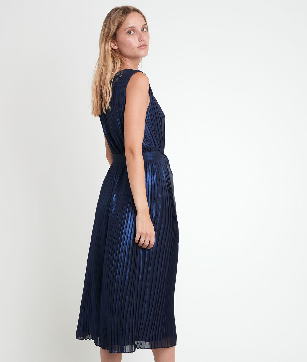 Robe plissée marine irisée marlène marine.