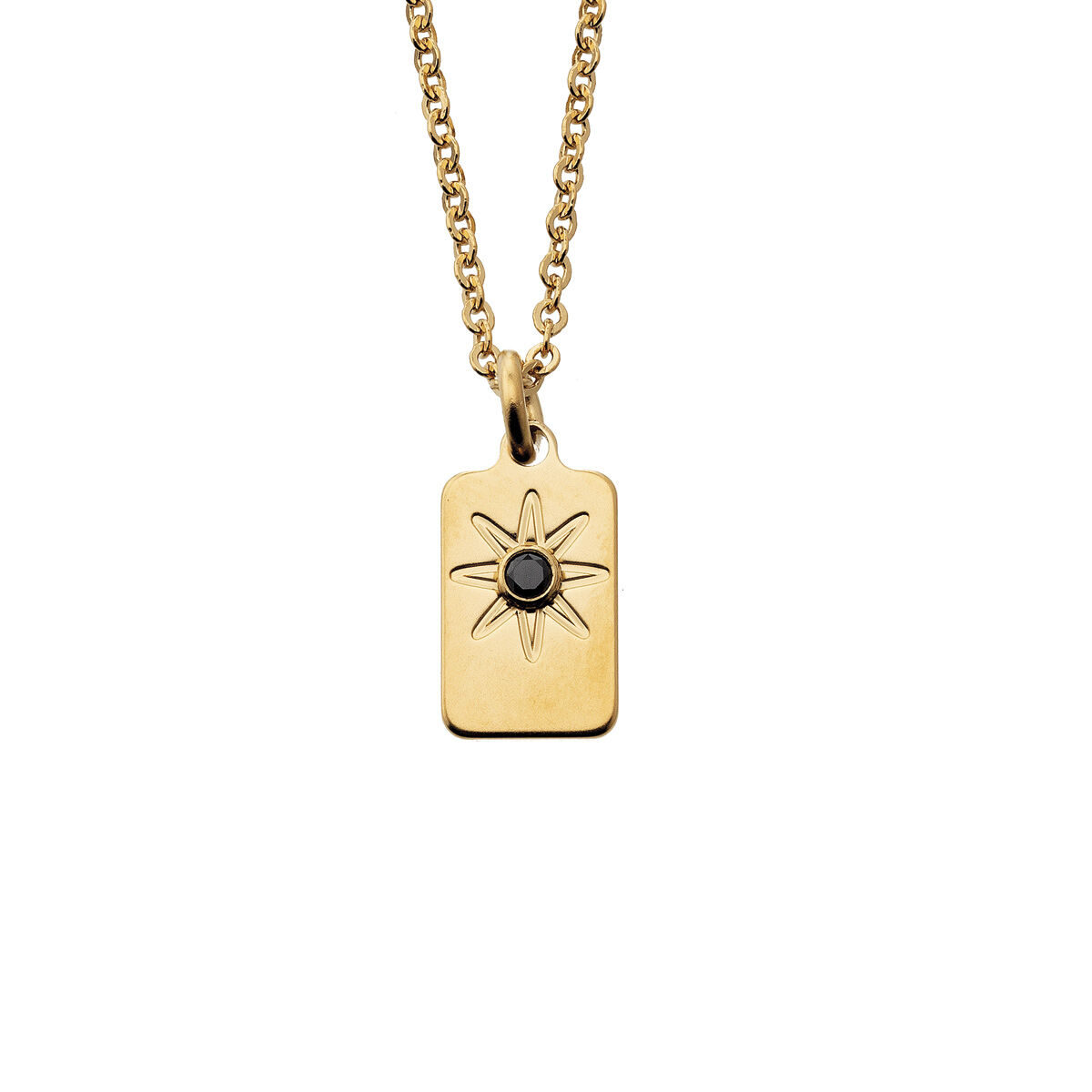 Collier mini rectangle or éclat de zircon noir Bijoux Léone | 1-2-3 Collier mini rectangle or éclat de zircon noir Bijoux Léone PhotoZ | 1-2-3