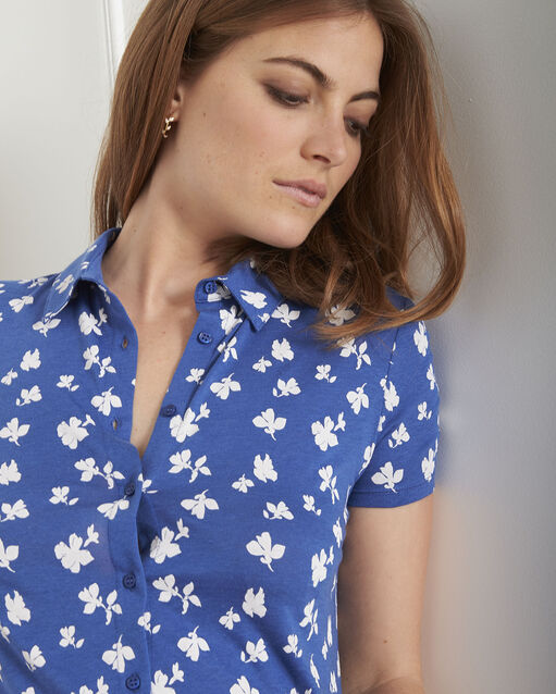 Blaues t-shirt mit print patty mittelblau.