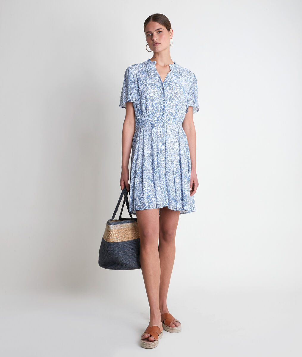 Robe courte imprimée bleu ciel Leonie | 1-2-3 Robe courte imprimée bleu ciel Leonie PhotoZ | 1-2-3