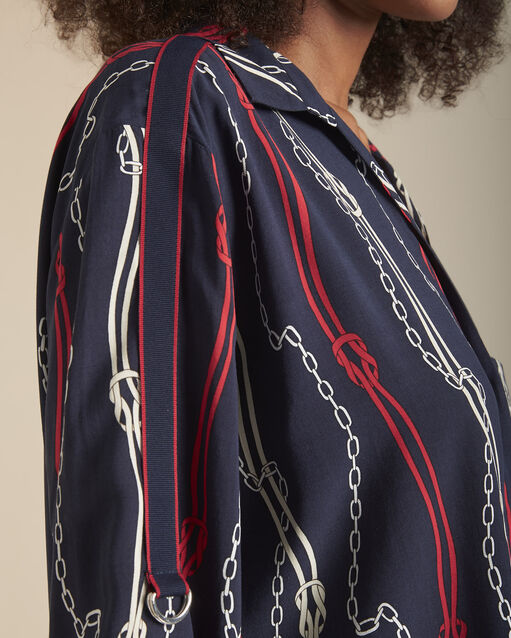 Chemise marine imprimée à revers cathleen marine.