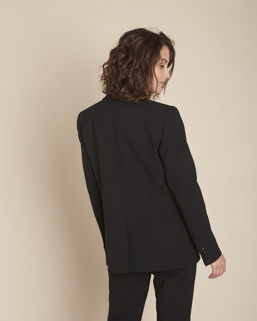 Veste noire microfibre col chale stella noir.