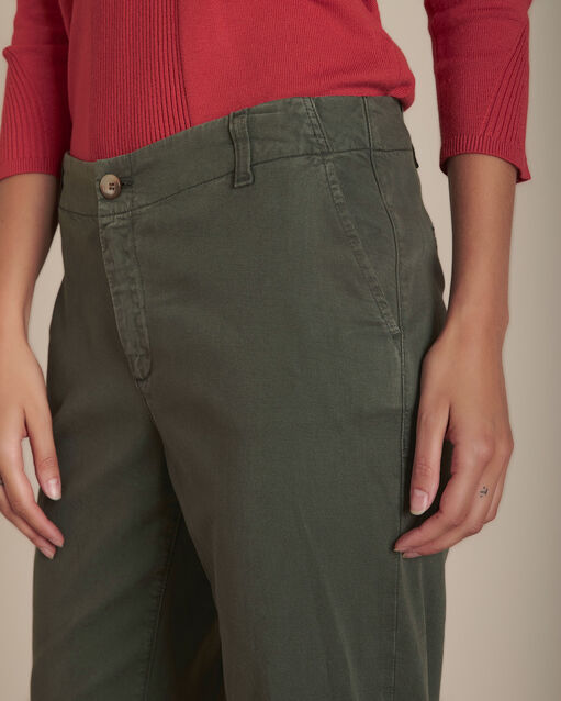 Pantalon kaki cigarette 7/8e en tencel ® elie kaki.