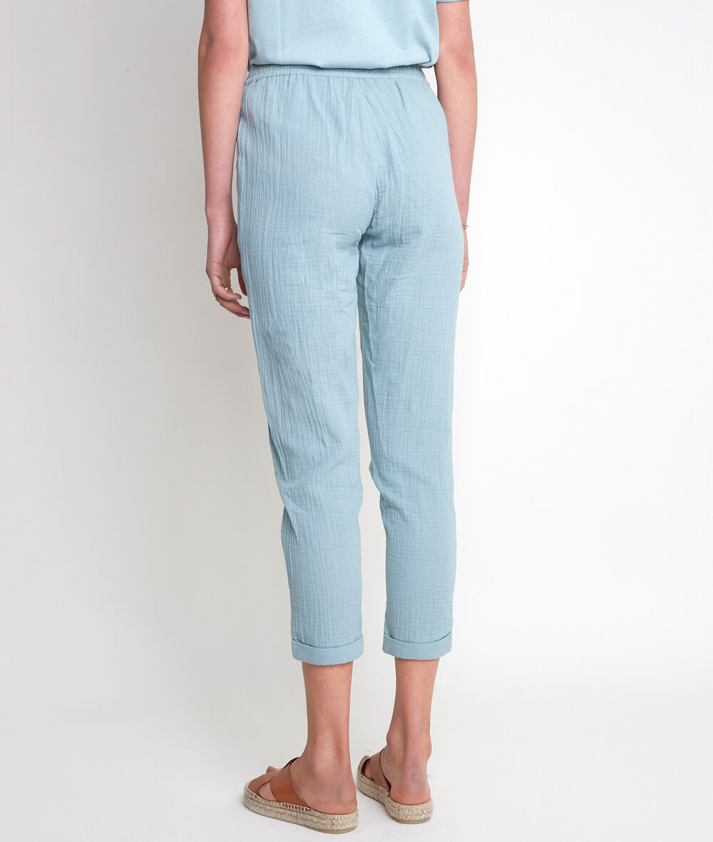 Pantalon en coton cigarette céladon frahim celadon.