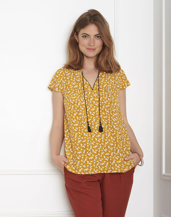 Blouse jaune imprimée Virginika | 1-2-3 Blouse jaune imprimée Virginika PhotoZ | 1-2-3