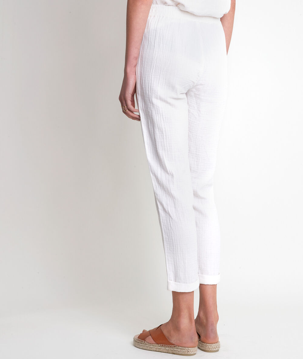 Pantalon en coton cigarette blanc frahim blanc.
