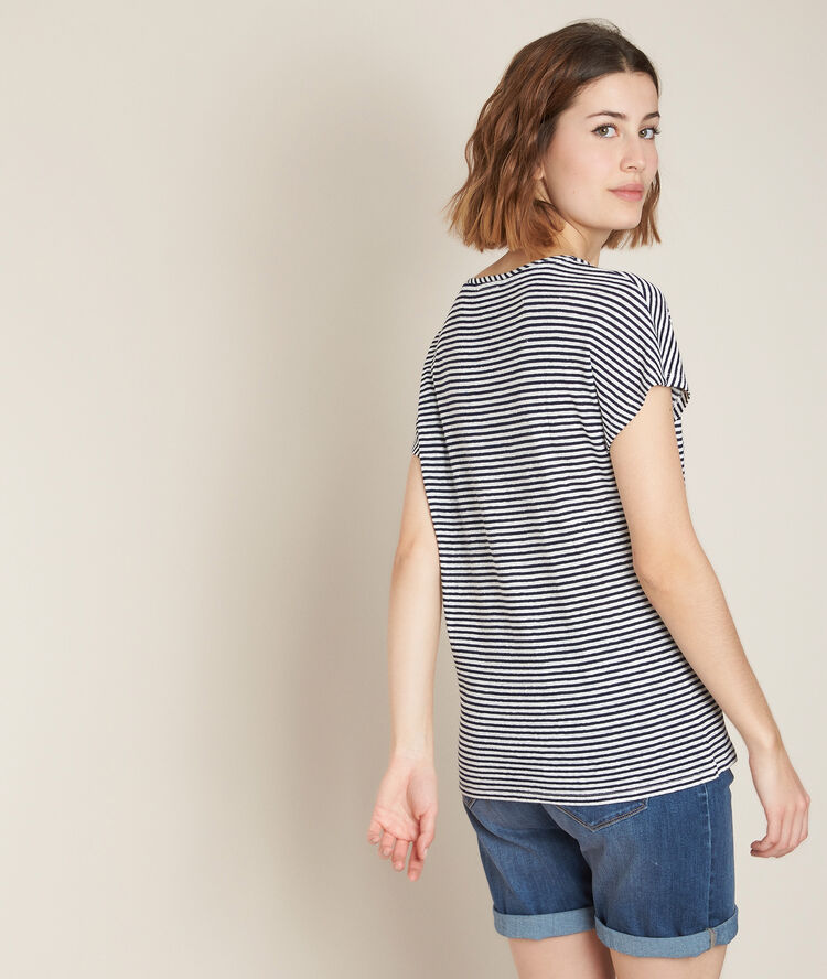 Tee-shirt rayé en lin mélangé rioni lapis lazulli.