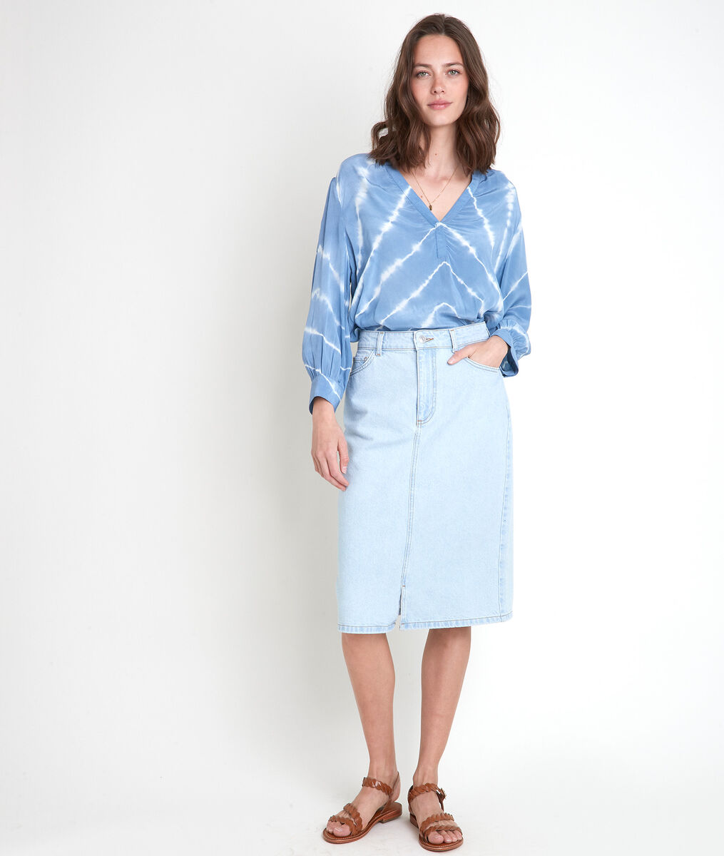Blouse tie and dye bleu ciel Tylia | 1-2-3 Blouse tie and dye bleu ciel Tylia PhotoZ | 1-2-3