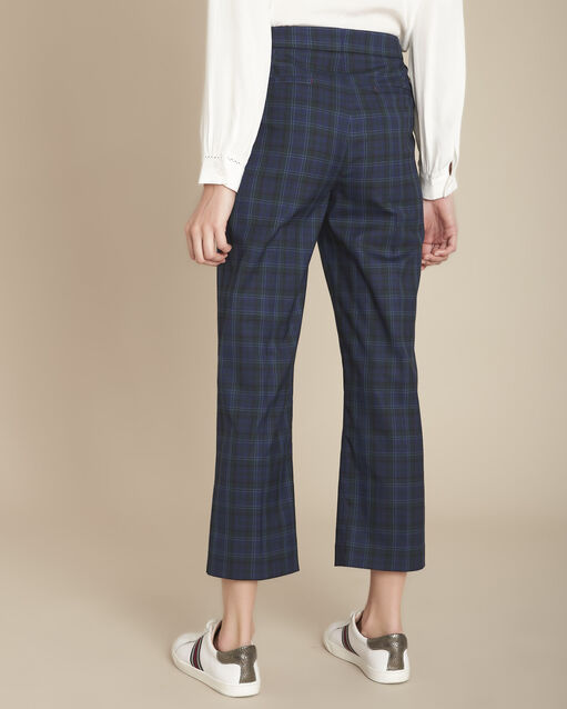 Pantalon cigarette à carreaux edmee marine.