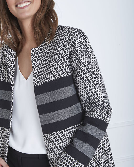 Manteau noir jacquard droit darling noir.